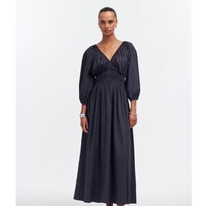 NWT Madewell V-Neck Balloon-Sleeve Maxi Dress Black 14